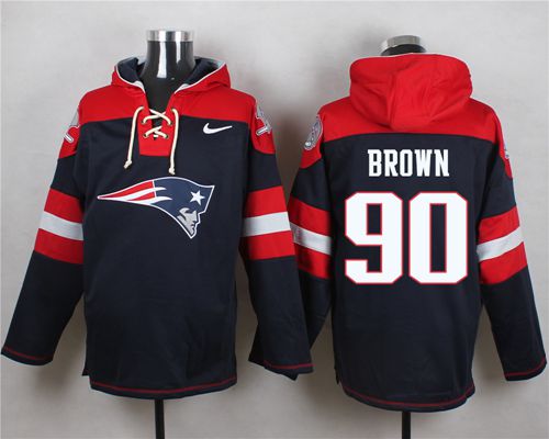 Patriots #90 Malcom Brown Navy Blue Player Pullover NFL Hoodie