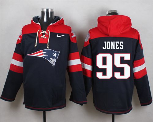 Patriots #95 Chandler Jones Navy Blue Player Pullover NFL Hoodie