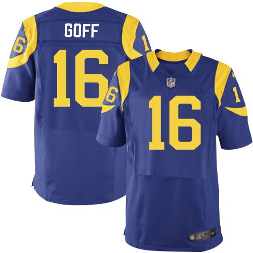 Rams #16 Jared Goff Royal Blue Alternate Men's Stitched NFL Elite Jersey