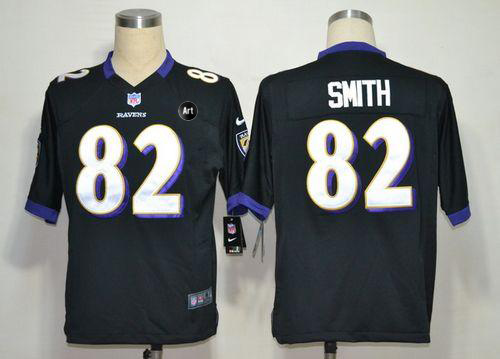 Ravens #82 Torrey Smith Black Alternate With Art Patch Men's Stitched NFL Game Jersey