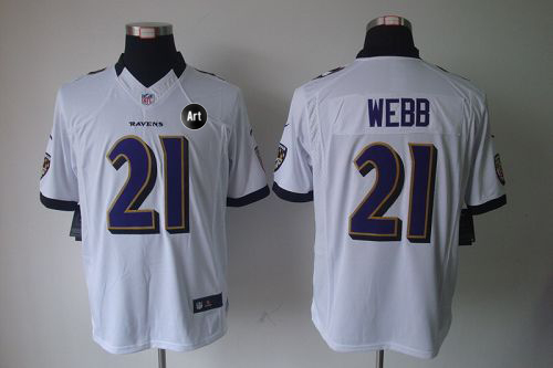 Ravens #21 Lardarius Webb White With Art Patch Men's Stitched NFL Limited Jersey