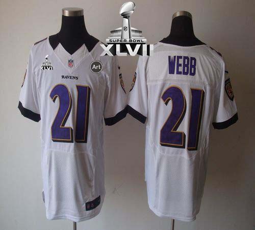 Ravens #21 Lardarius Webb White Super Bowl XLVII Men's Stitched NFL Elite Jersey