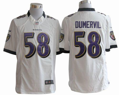 Ravens #58 Elvis Dumervil White Men's Stitched NFL Limited Jersey