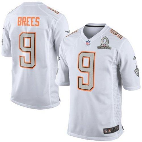 Saints #9 Drew Brees White Pro Bowl Men's Stitched NFL Elite Team Rice Jersey