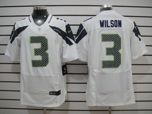 Seahawks #3 Russell Wilson White Men's Stitched NFL Elite Jersey