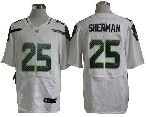 Seahawks #25 Richard Sherman White Men's Stitched NFL Elite Jersey