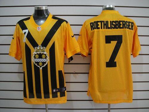 Steelers #7 Ben Roethlisberger Gold 1933s Throwback Men's Stitched NFL Elite Jersey