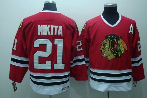 Blackhawks #21 Stan Mikita Stitched Red CCM Throwback NHL Jersey
