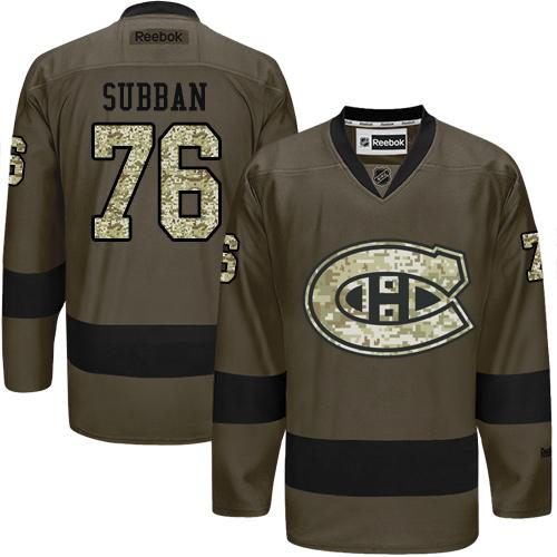 Canadiens #76 P.K Subban Green Salute to Service Stitched NHL Jersey