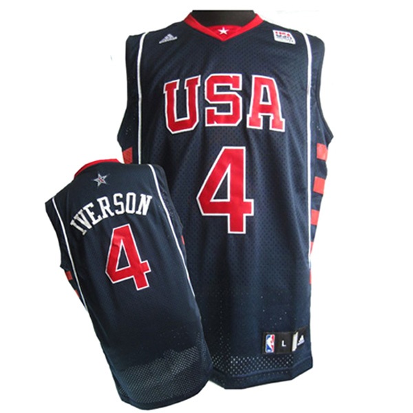 2004 Olympics USA Dream Team 4 Allen Iverson Swingman Blue Jersey