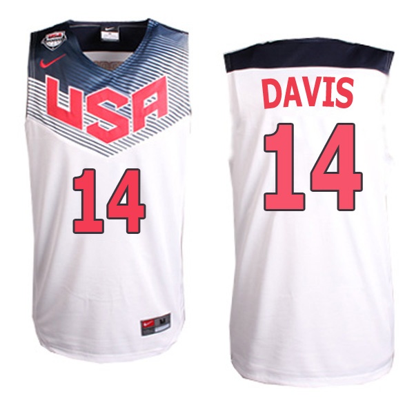2014 World Cup USA Basketball Jerseys 14 Anthony Davis New Revolution 30 Swingman White Jersey