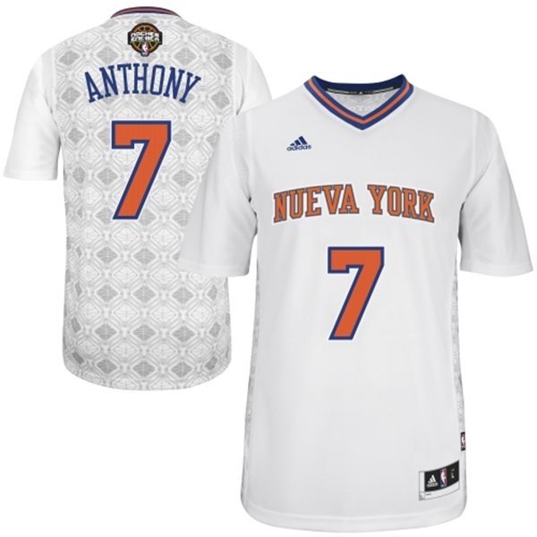 2014 Noches Enebea New York Knicks #7 Carmelo Anthony White Swingman Jersey