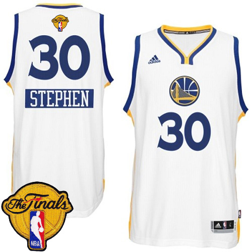 2015 NBA Finals Patch Christmas Day jersey Golden State Warriors 30 Stephen Curry White Swingman Home Jersey