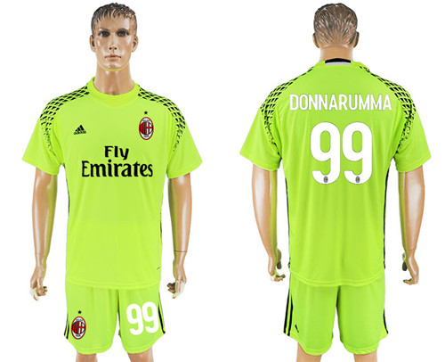 2017 18 AC Milan 99 DONNARUMMA Fluorescent Green Goalkeeper Soccer Jersey