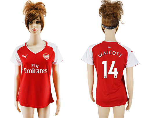 2017 18 Arsenal 14 WALCOTT Home Women Soccer Jersey