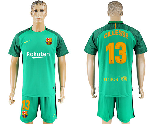 2017 18 Barcelona 13 CILLESSE Green Goalkeeper Soccer Jersey