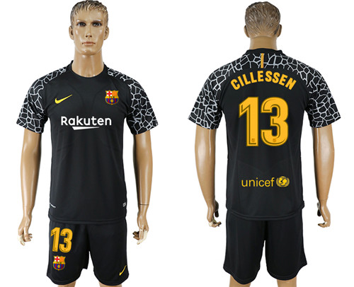 2017 18 Barcelona 13 CILLESSEN Black Goalkeeper Soccer Jersey