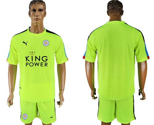 2017 18 Leicester City Fluorescent GreenGoalkeeper Soccer Jersey