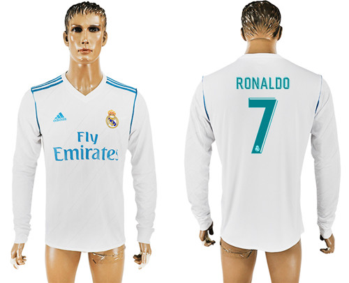 2017 18 Real Madrid 7 RONALDO Home Long Sleeve Thailand Soccer Jersey