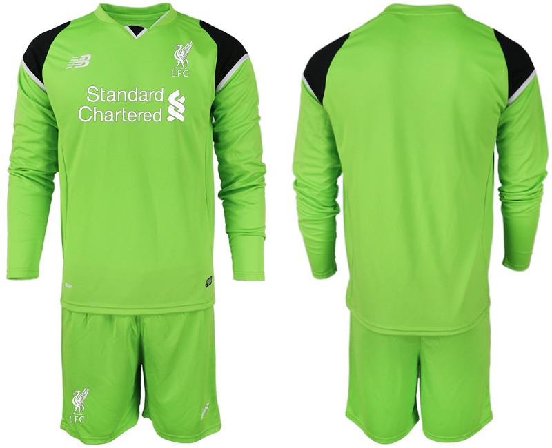 2018 19 Liverpool Green Long Sleeve Goalkeeper Soccer Jersey