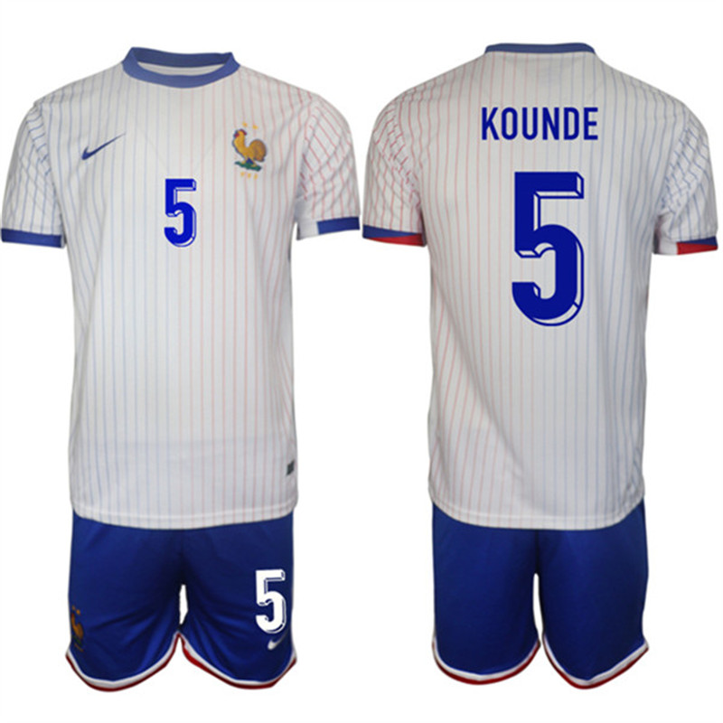2024 25 France 5 Jules Kounde Away Soccer Jersey