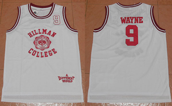 A Different World Dwayne Wayne #9 Hillman College Theater Basketball Jersey White Stitched