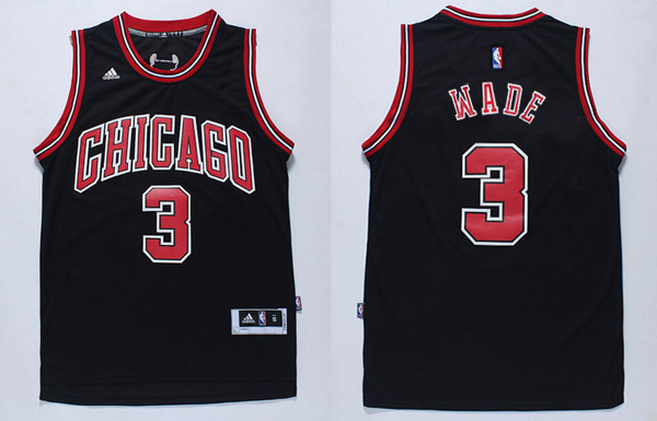  NBA Chicago Bulls 3 Dwyane Wade New Revolution 30 Swingman Black Jersey