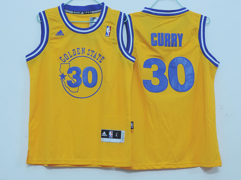 NBA Kids 2013 New Style Golden State Warriors 30 Stephen Curry Swingman Youth Throwback Yellow Jersey