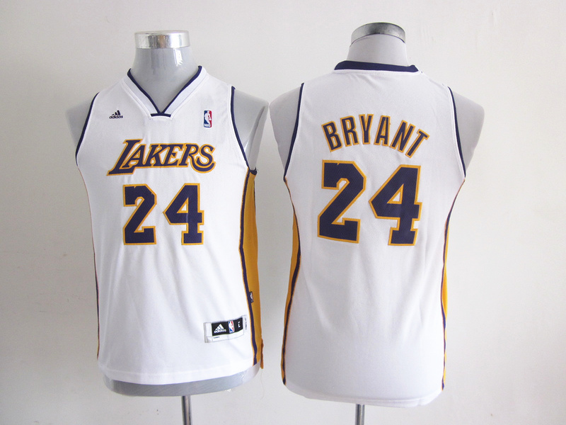 NBA Kids Los Angeles Lakers 24 Kobe Bryant New Revolution 30 Swingman Youth White Jersey