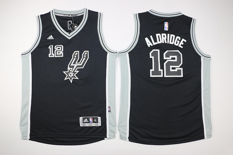 NBA San Antonio Spurs 12 Lamarcus Aldridge Kid jersey New Revolution 30 Swingman Road Black Youth Jerseys