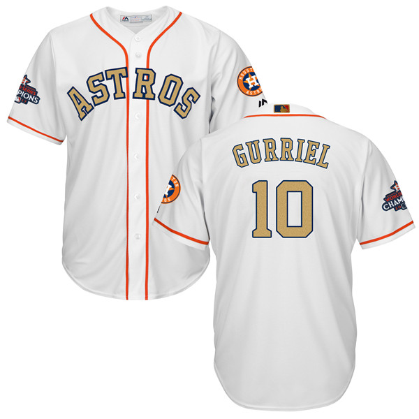 Astros 10 Yuli Gurriel White 2018 Gold Program Cool Base Jersey