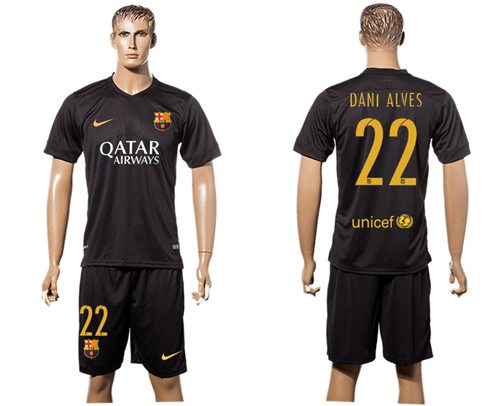 Barcelona 22 Dani Alves Black Soccer Club Jersey