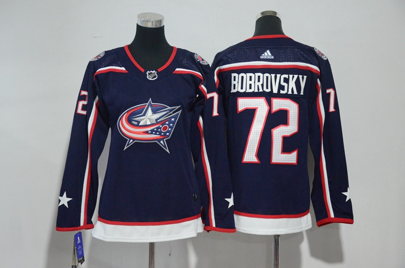 Blue Jackets 72 Sergei Bobrovsky Navy Women Jersey