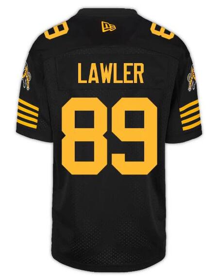 CFL Hamilton tiger cats 89 LAWLER Black Crested Home Replica Jersey