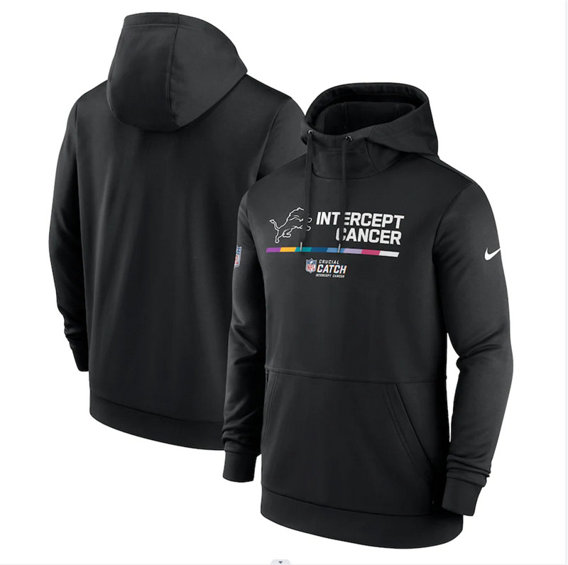 Detroit Lions Nike 2022 NFL Crucial Catch Therma Performance Pullover Hoodie Black