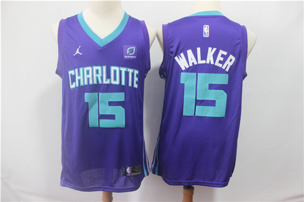 Hornets 15 Kemba Walker Purple Swingman Jersey