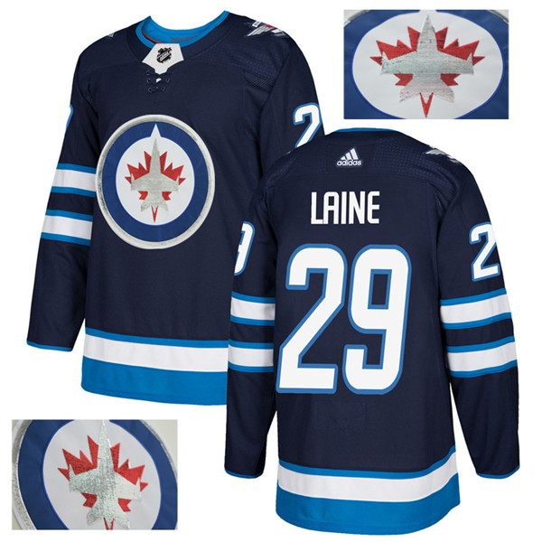 Jets 29 Patrik Laine Navy With Special Glittery Logo Jersey