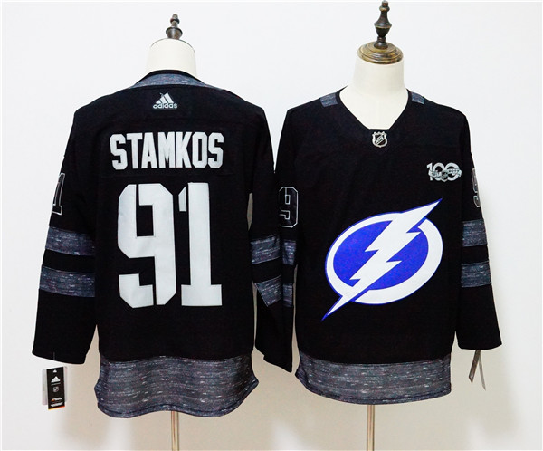 Lightning 91 Steven Stamkos Black 1917 2017 100th Anniversary Jersey