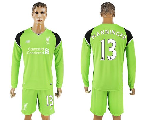 Liverpool 13 Manninger Green Goalkeeper Long Sleeves Soccer Club Jersey
