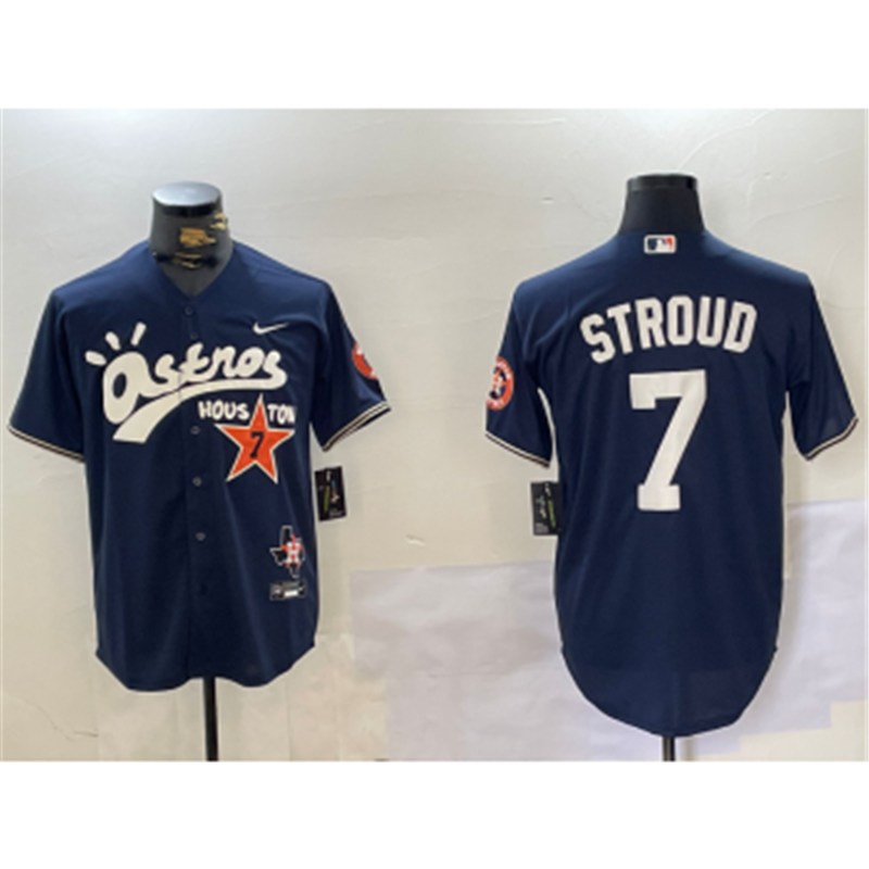 MLB Astros 7 Stroud Navy Nike Cool Base Jersey