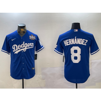 MLB Dodgers 8 Hernandez Blue 2024 World Series Nike Cool Base Jersey