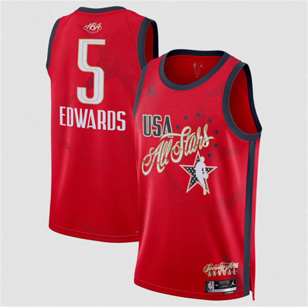 Men's 2026 All Star 5 Anthony Edwards Red Stitched Basketball Jersey