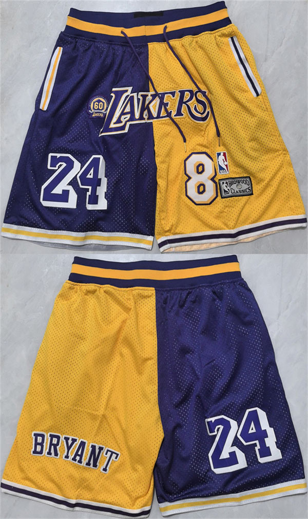 Men's 8 24 Kobe Bryant Purple Yellow 2026 Shorts (Run Small)