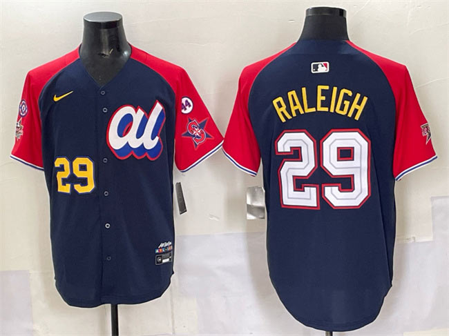 Men's American League 29 Cal Raleigh Navy Red Alternate 2025 All Star With Patch Edition Limited Stitched Baseball Jersey