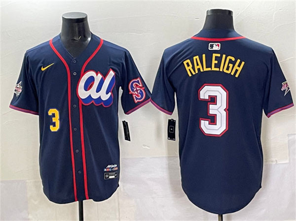 Men's American League 3 Cal Raleigh Navy 2025 All Star Edition Limited Stitched Baseball Jersey