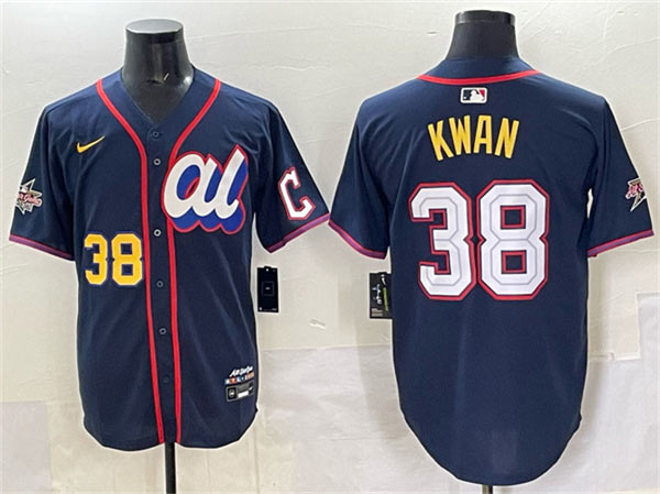 Men's American League 38 Steven Kwan Navy 2025 All Star Edition Limited Stitched Baseball Jersey