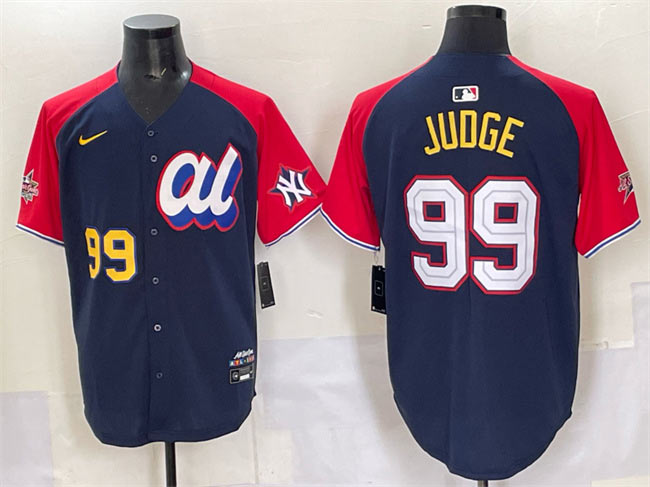 Men's American League 99 Aaron Judge Navy Red Alternate 2025 All Star Edition Limited Stitched Baseball Jersey