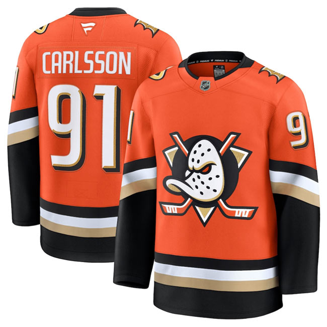 Men's Anaheim Ducks 91 Leo Carlsson Orange 2026 Home Stitched Hockey Jersey