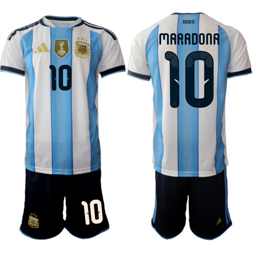 Men's Argentina 10 MARADONA National Team FIFA x World Cup 2026 Home White On Field Jersey