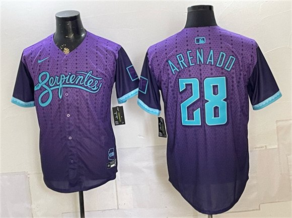 Men's Arizona Diamondbacks 28 Nolan Arenado Purple 2025 City Connect Limited Stitched Baseball Jersey Men's Arizona Diamondbacks 28 Nolan Arenado Purple 2025 City Connect Limited Stitched Baseball Jersey